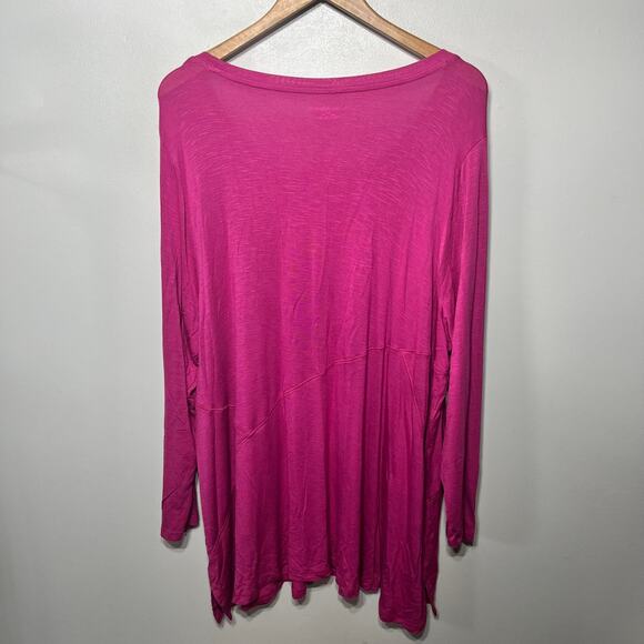 Catherines Tunic Magenta Pink Rayon Knit Button Sleeve Comfy Casual Spring 2X - Picture 5 of 8